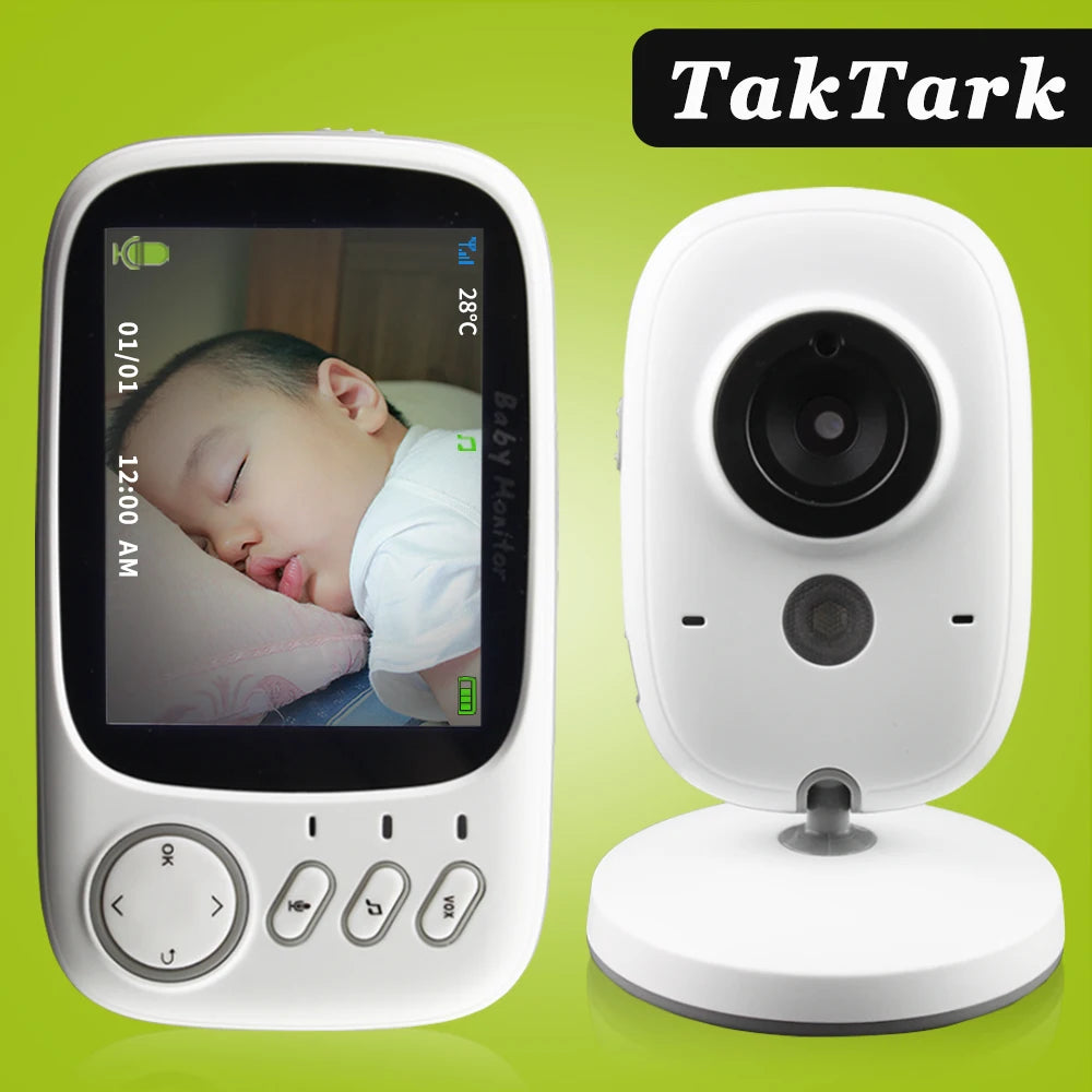 TakTark Monitor Eletrônico para Bebê 3,2” com Vídeo Sem Fio, Visão Noturna e Monitoramento de Temperatura