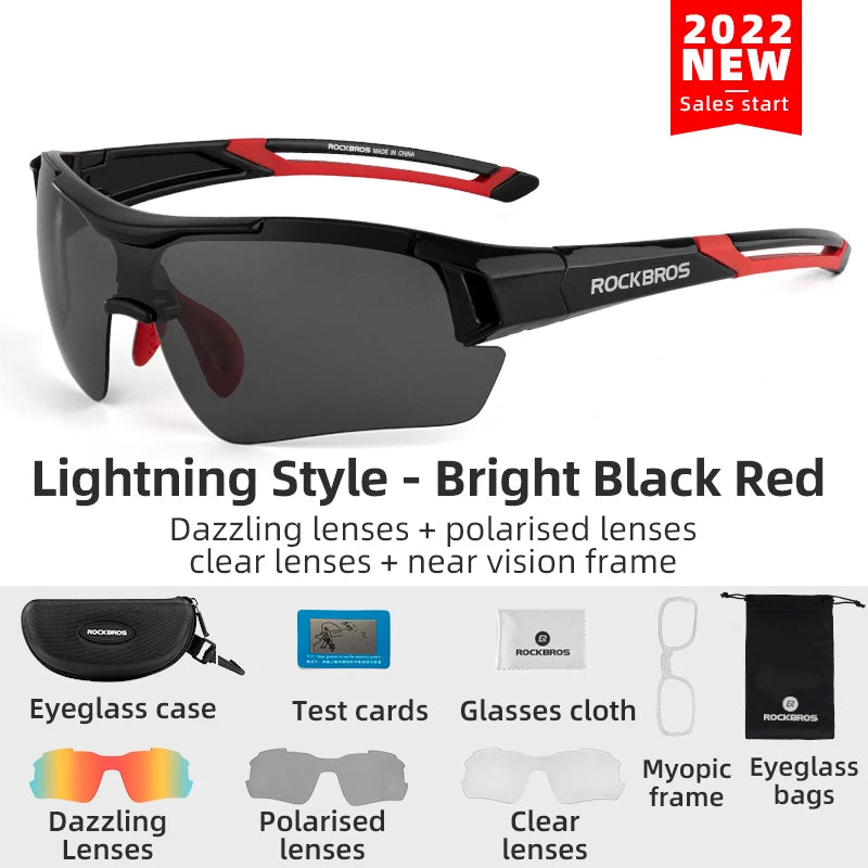 Óculos de Ciclismo ROCKBROS Polarizados UV400 com Lentes Intercambiáveis – Modelo 0089
