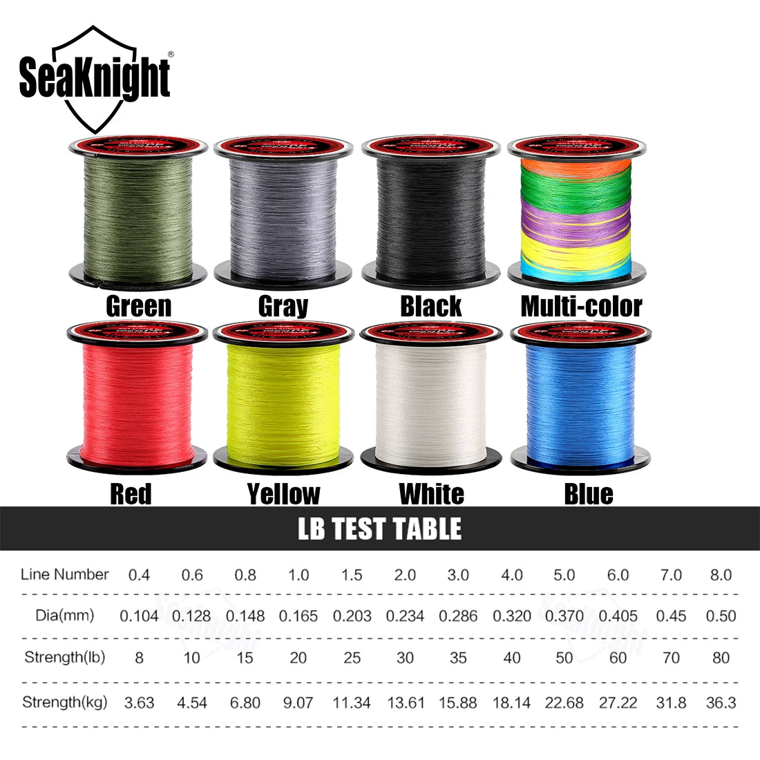 SeaKnight TriPoseidon – Linha de Pesca Multifilamento PE 4 Fios 300m (8LB a 60LB)