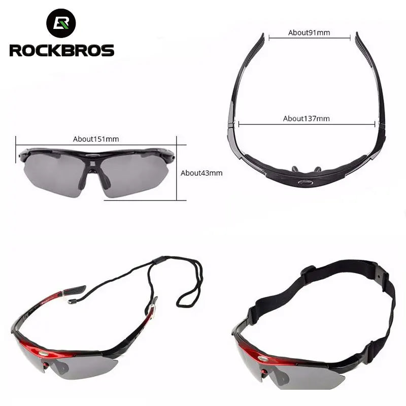 Óculos de Ciclismo ROCKBROS Polarizados UV400 com Lentes Intercambiáveis – Modelo 0089