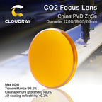 Lente de Foco CO₂ Cloudray ZnSe – Para Máquinas de Gravação e Corte a Laser