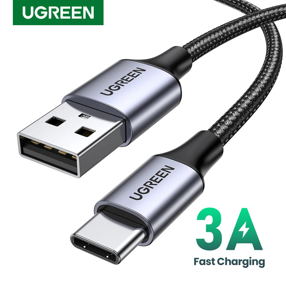 UGREEN Cabo USB Tipo-C 3A para Carregamento Rápido e Transferência de Dados – 18W