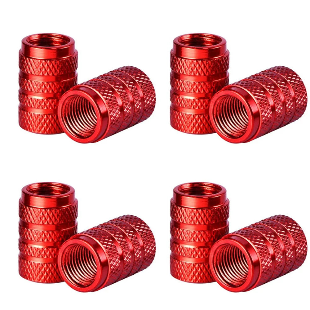 Kit com 4 Tampas de Válvula de Pneu DSYCAR em Alumínio – Estilo Knurling (Schrader US)