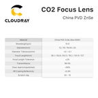 Lente de Foco CO₂ Cloudray ZnSe – Para Máquinas de Gravação e Corte a Laser