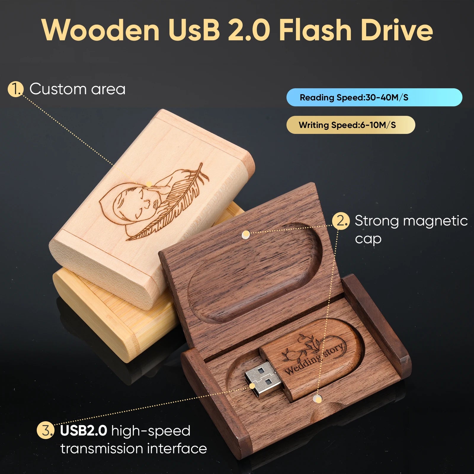 Pen Drive JASTER USB 2.0 em Madeira/Bambu com Logo Personalizado – Até 128GB