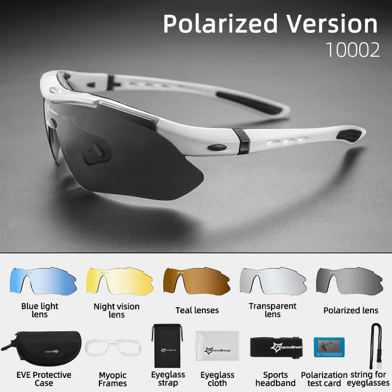 Óculos de Ciclismo ROCKBROS Polarizados UV400 com Lentes Intercambiáveis – Modelo 0089