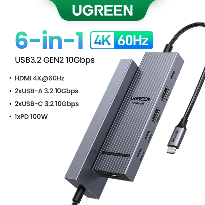UGREEN Hub USB-C Dual HDMI 10 em 1 – 8K / 4K, PD 100W, Ethernet Gigabit, SD/TF