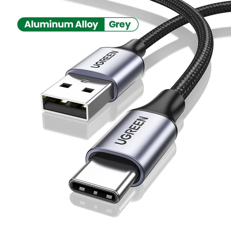 UGREEN Cabo USB Tipo-C 3A para Carregamento Rápido e Transferência de Dados – 18W