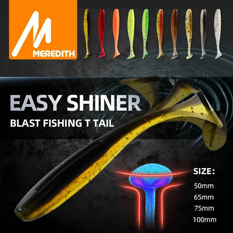 MEREDITH Easy Shiner – Isca Artificial Soft Bait em Silicone (50mm a 100mm)