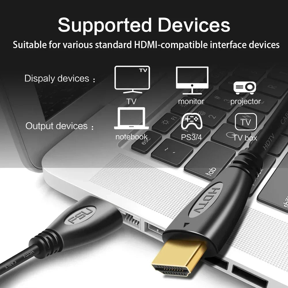 Cabo HDMI FSU 1.4 com Conectores Banhados a Ouro – 4K, 3D e Full HD