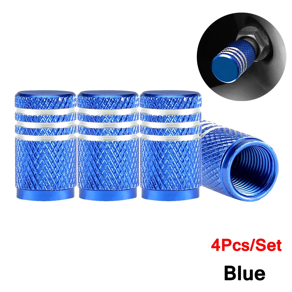 Kit com 4 Tampas de Válvula de Pneu DSYCAR em Alumínio – Estilo Knurling (Schrader US)