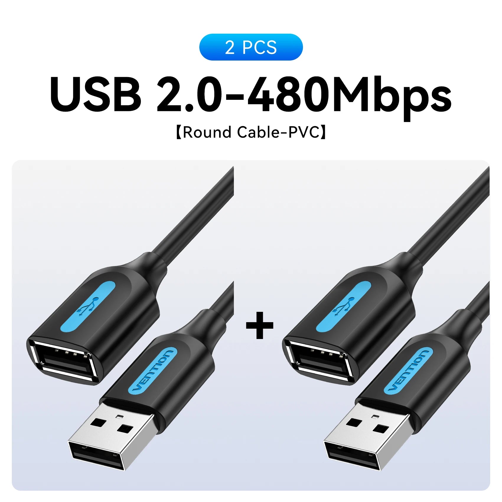 Vention Cabo USB de Extensão USB 3.0 / 2.0 – Macho para Fêmea (0,5 m a 5 m)
