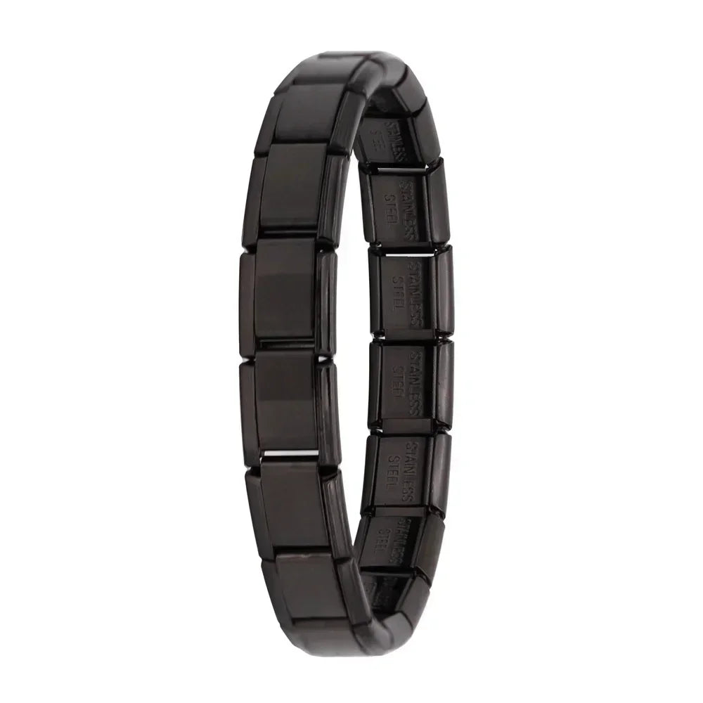 Pulseira Hapiship Feminina em Aço Inoxidável – 9 mm, Estilo Italiano, Elástica com Charms