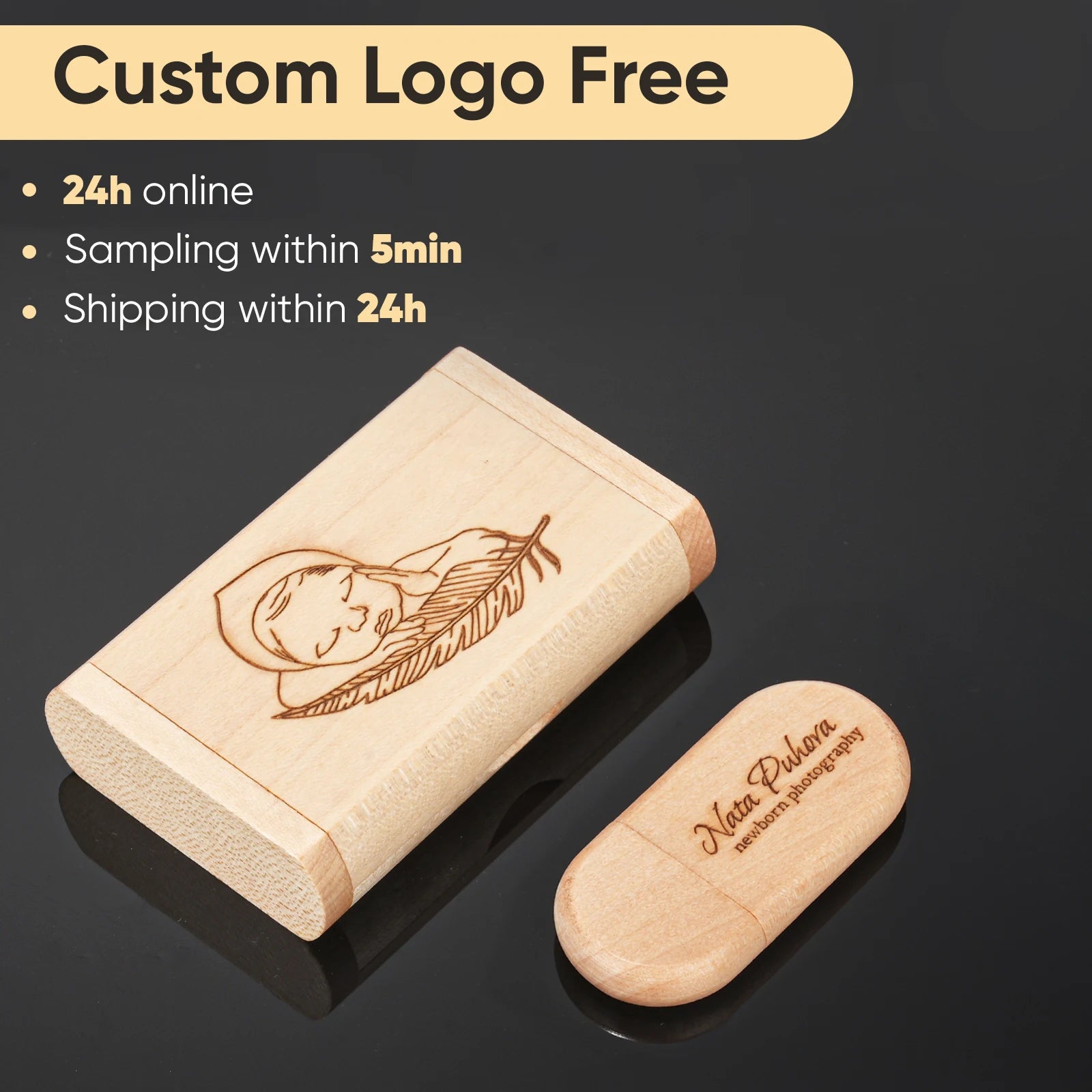 Pen Drive JASTER USB 2.0 em Madeira/Bambu com Logo Personalizado – Até 128GB