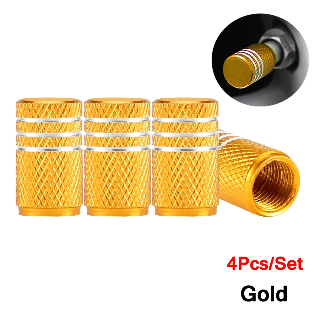 Kit com 4 Tampas de Válvula de Pneu DSYCAR em Alumínio – Estilo Knurling (Schrader US)