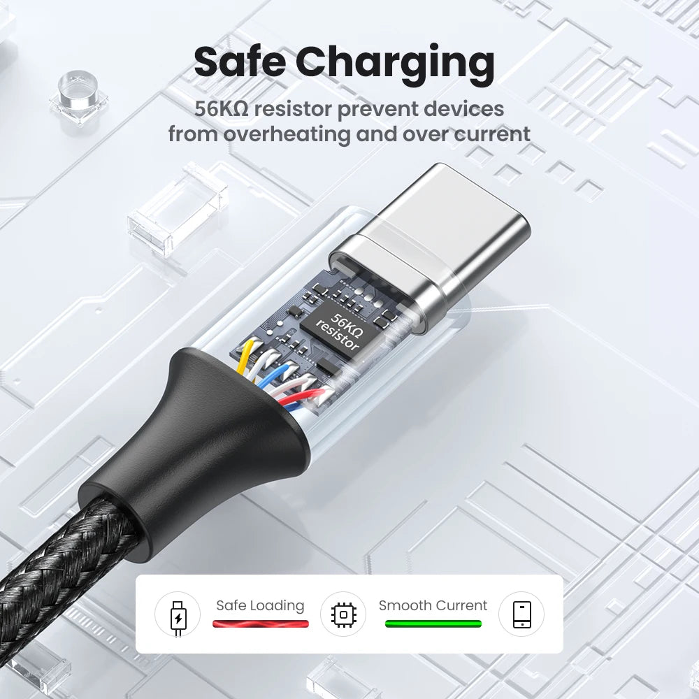 UGREEN Cabo USB Tipo-C 3A para Carregamento Rápido e Transferência de Dados – 18W