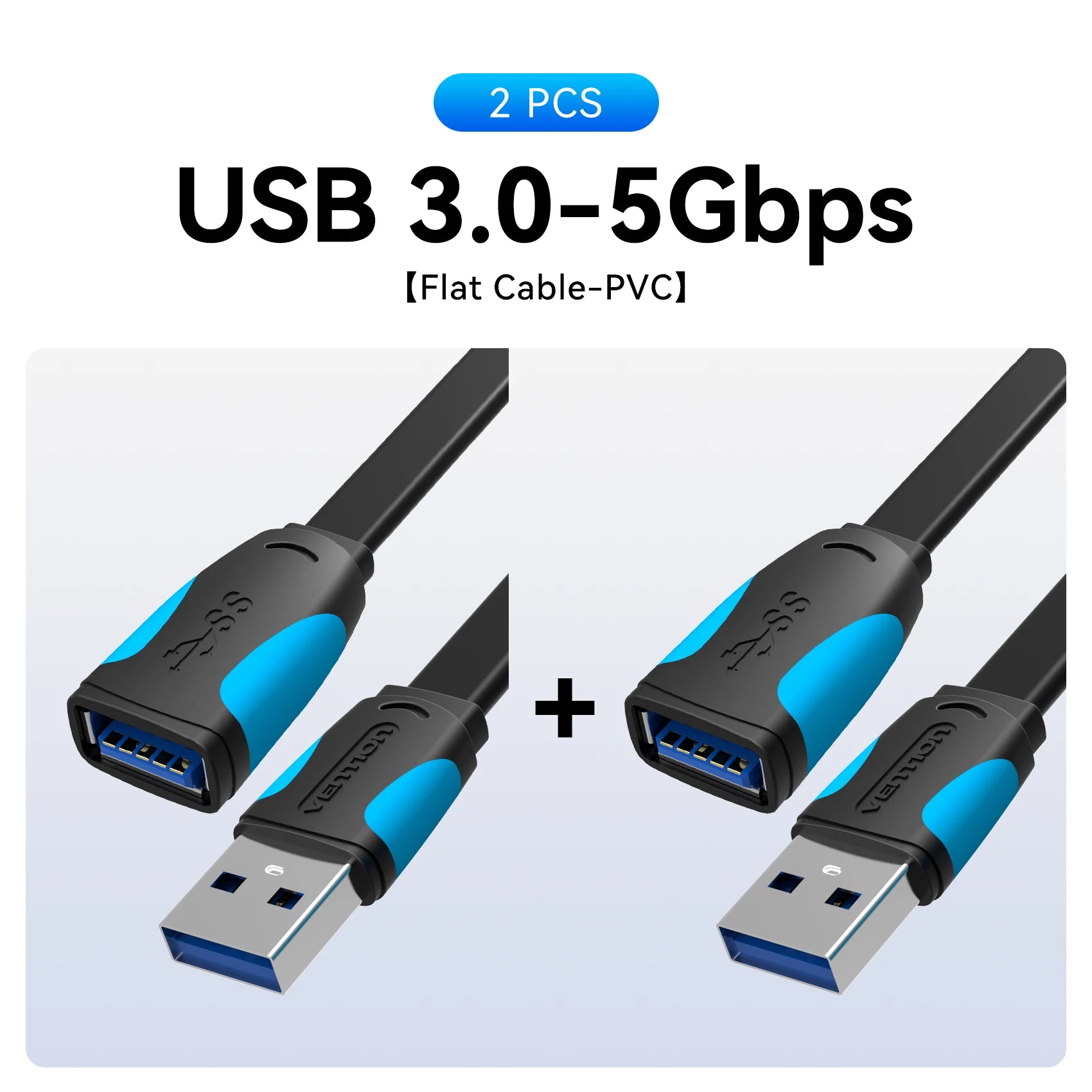 Vention Cabo USB de Extensão USB 3.0 / 2.0 – Macho para Fêmea (0,5 m a 5 m)