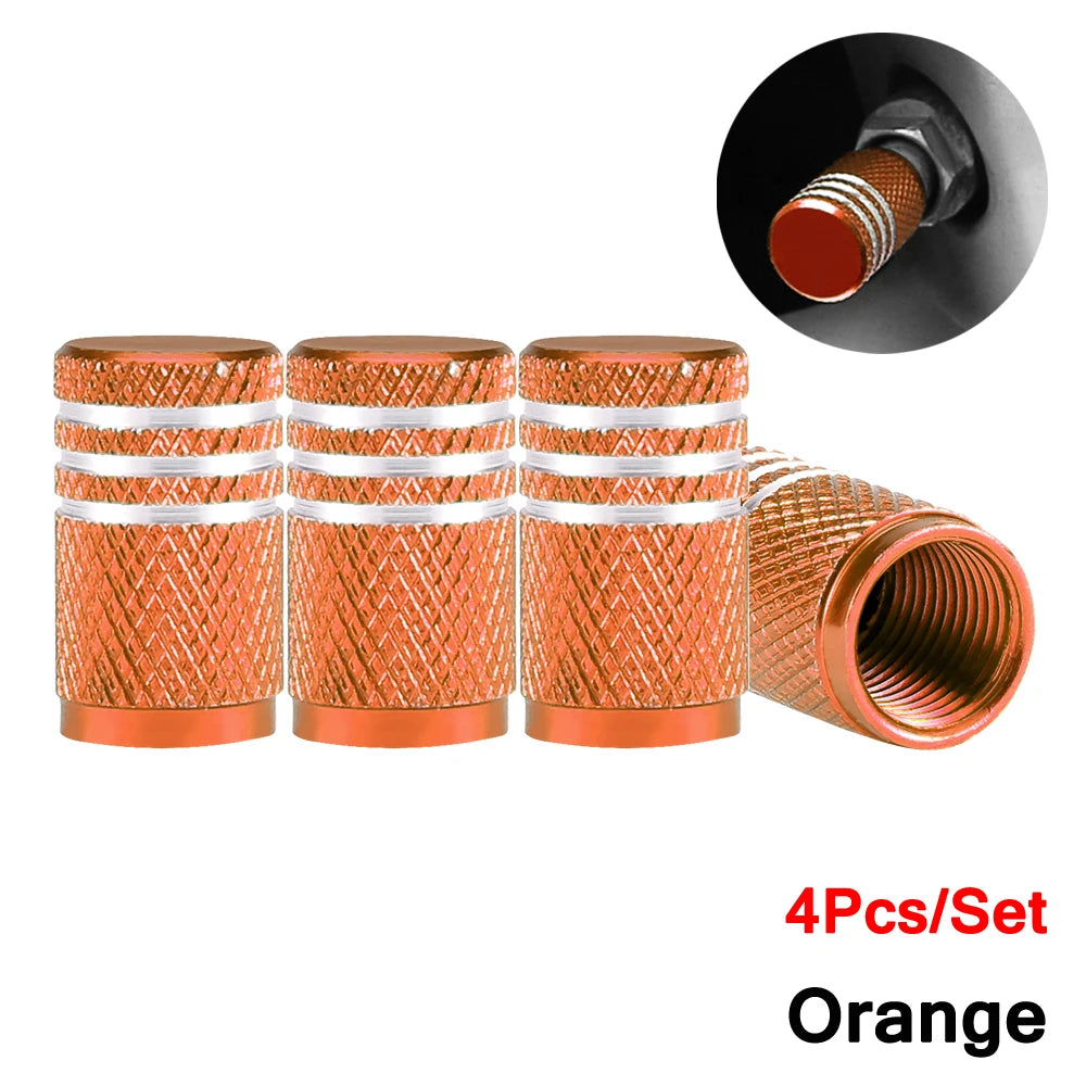 Kit com 4 Tampas de Válvula de Pneu DSYCAR em Alumínio – Estilo Knurling (Schrader US)