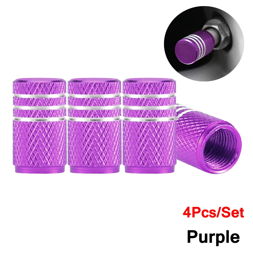 Kit com 4 Tampas de Válvula de Pneu DSYCAR em Alumínio – Estilo Knurling (Schrader US)
