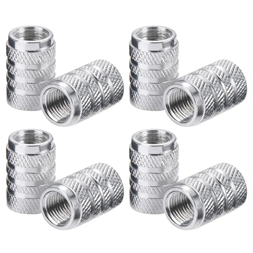 Kit com 4 Tampas de Válvula de Pneu DSYCAR em Alumínio – Estilo Knurling (Schrader US)