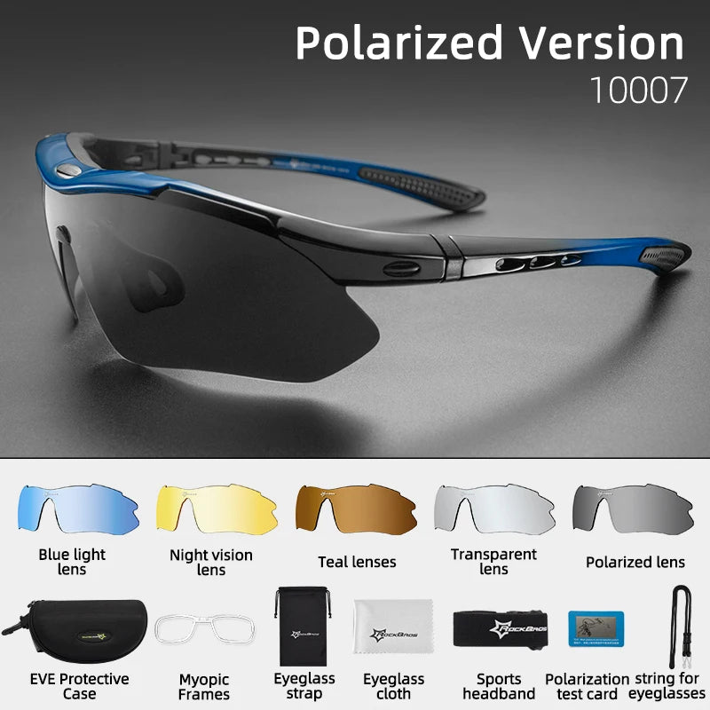 Óculos de Ciclismo ROCKBROS Polarizados UV400 com Lentes Intercambiáveis – Modelo 0089