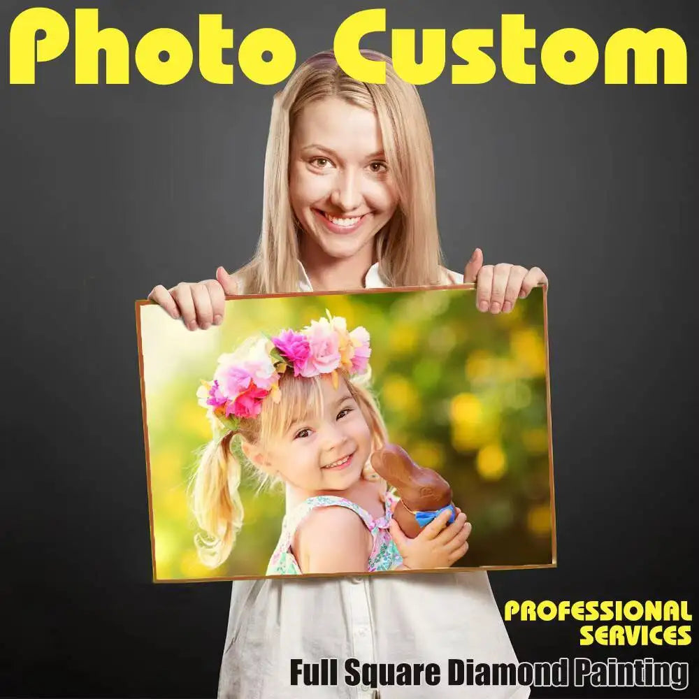 HUACAN Diamond Painting Personalizado – Mosaico de Diamantes Full Square/Round (Foto Sob Encomenda)