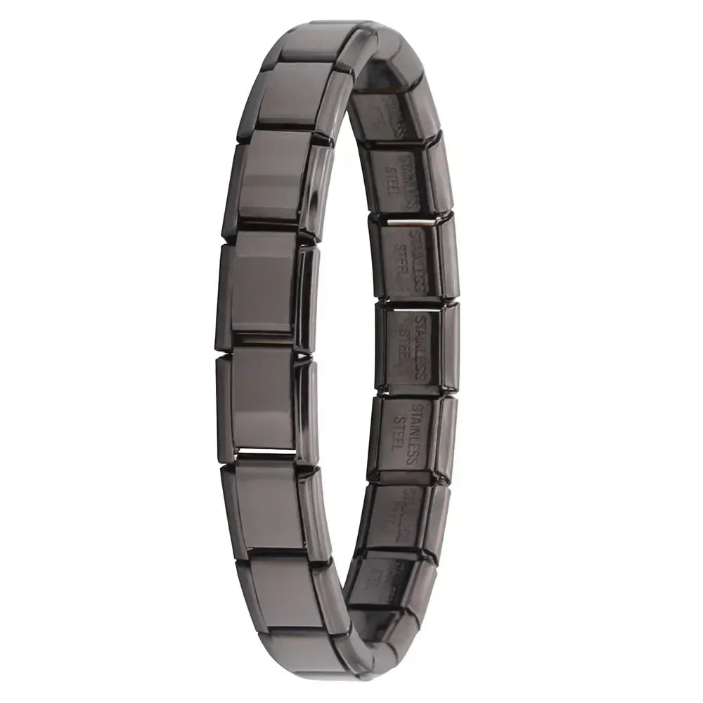 Pulseira Hapiship Feminina em Aço Inoxidável – 9 mm, Estilo Italiano, Elástica com Charms