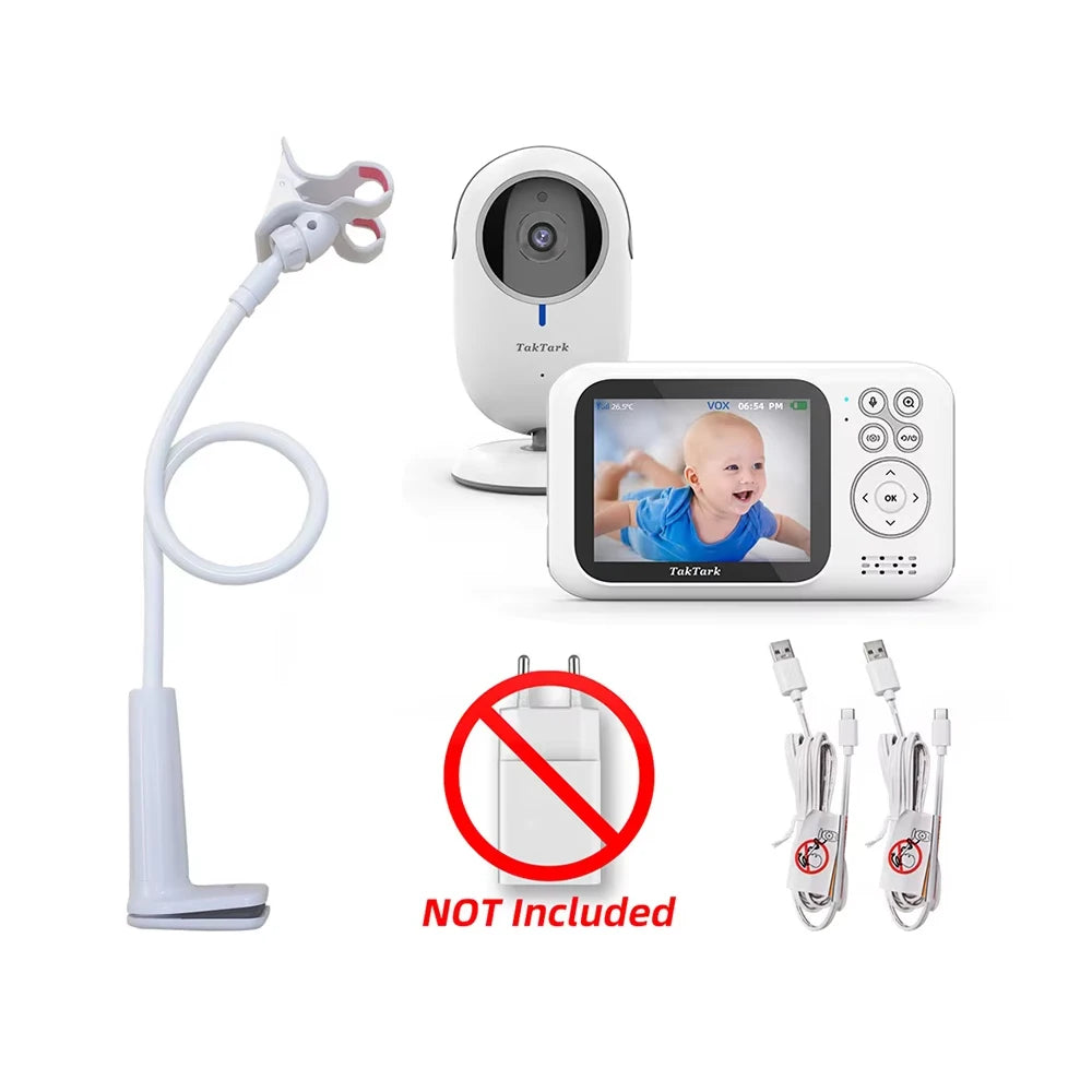 TakTark Monitor Eletrônico para Bebê 3,2” com Vídeo Sem Fio, Visão Noturna e Monitoramento de Temperatura