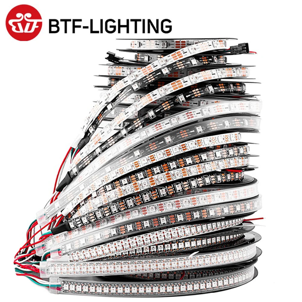 Fita LED WS2812B RGB Endereçável 5V – Pixels Individuais (IP30 / IP65 / IP67)