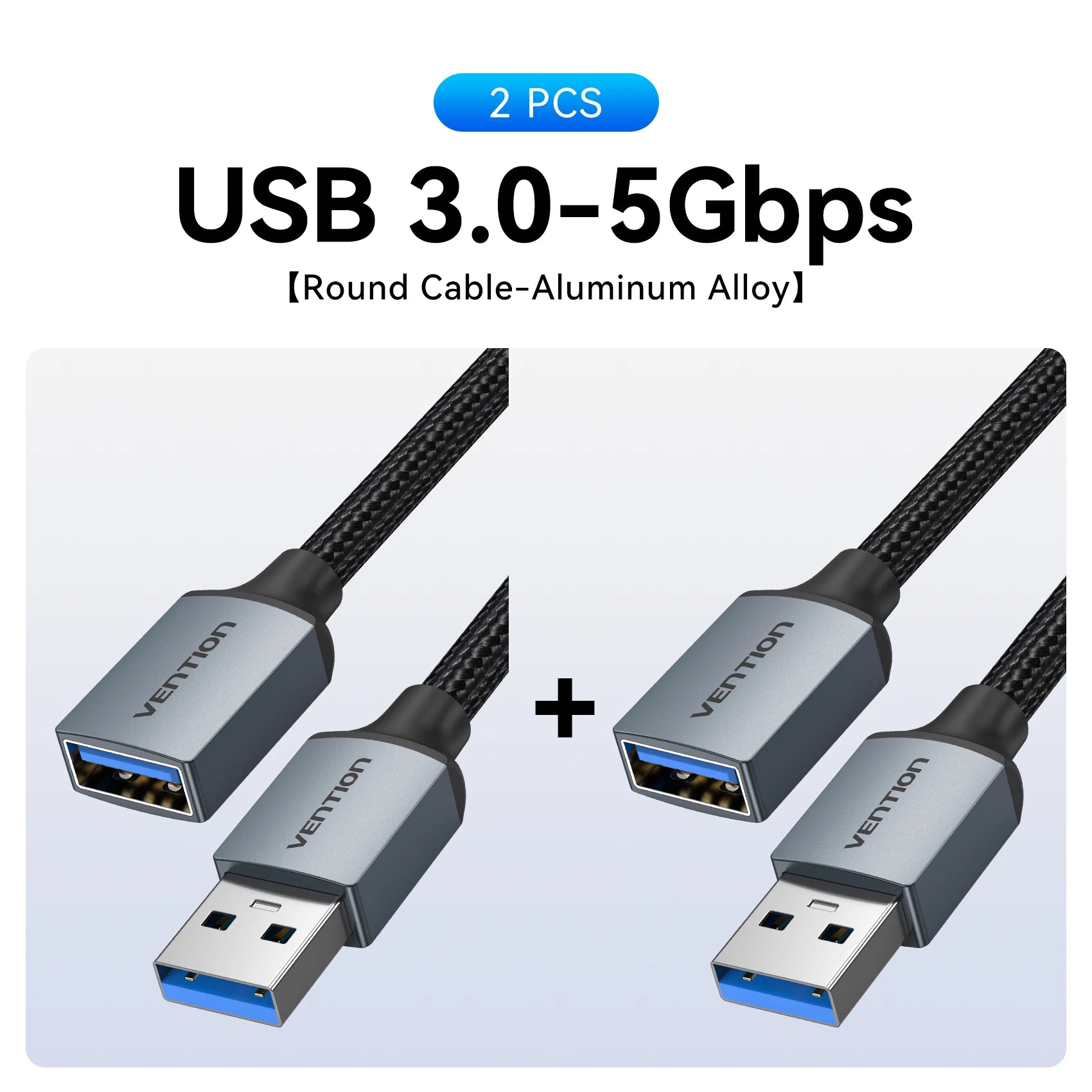 Vention Cabo USB de Extensão USB 3.0 / 2.0 – Macho para Fêmea (0,5 m a 5 m)
