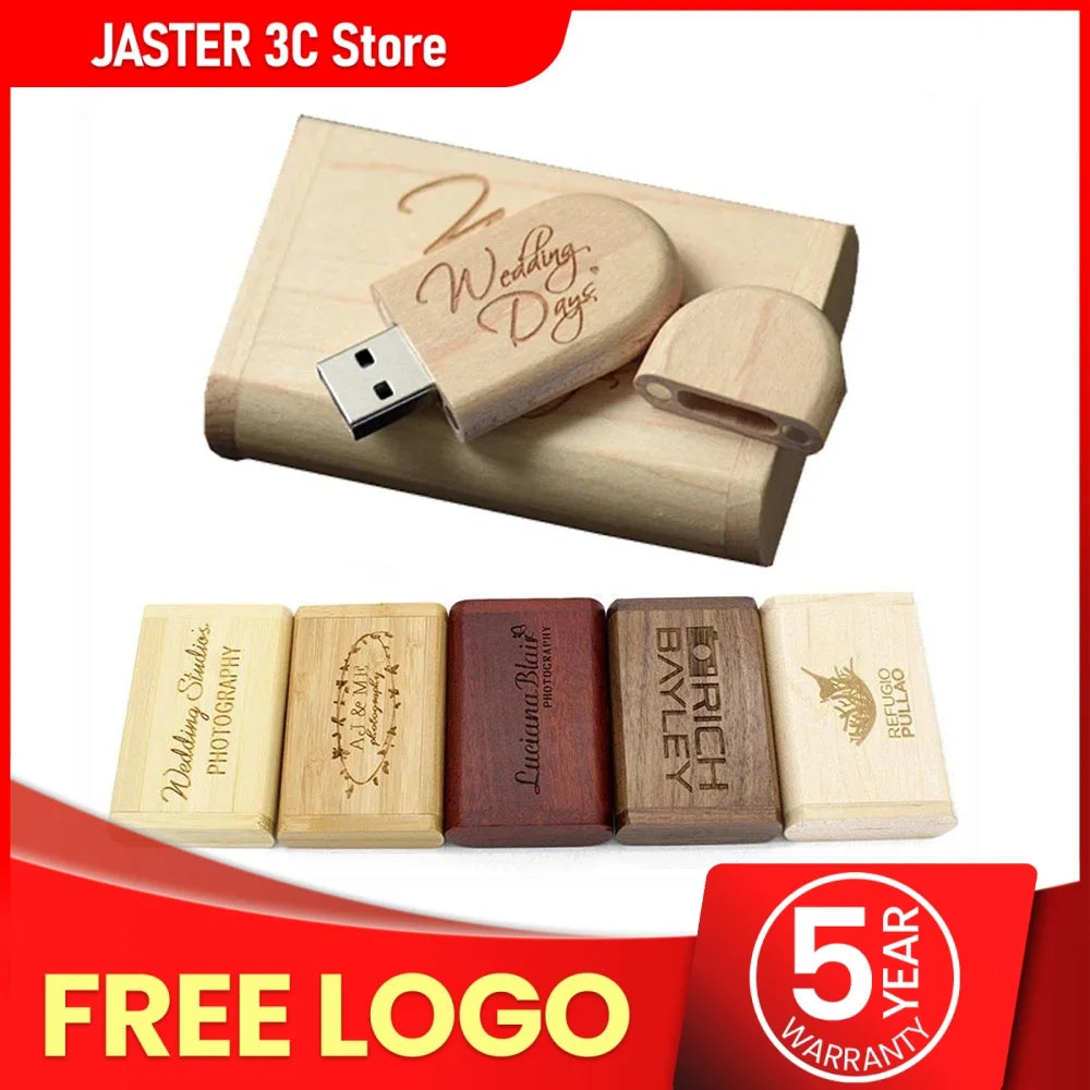 Pen Drive JASTER USB 2.0 em Madeira/Bambu com Logo Personalizado – Até 128GB