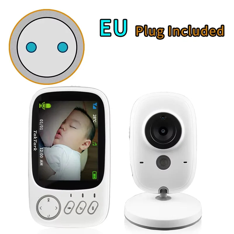 TakTark Monitor Eletrônico para Bebê 3,2” com Vídeo Sem Fio, Visão Noturna e Monitoramento de Temperatura