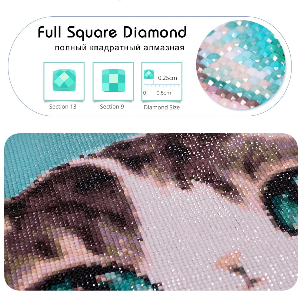 HUACAN Diamond Painting Personalizado – Mosaico de Diamantes Full Square/Round (Foto Sob Encomenda)