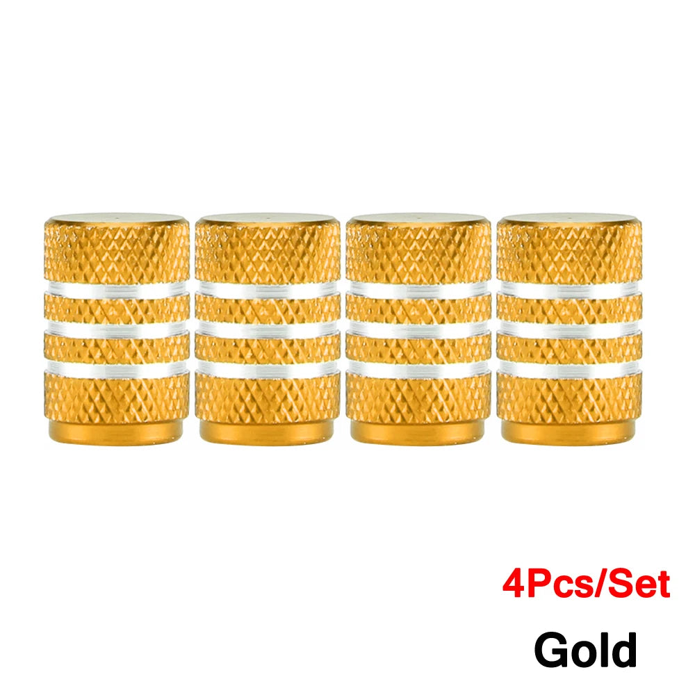 Kit com 4 Tampas de Válvula de Pneu DSYCAR em Alumínio – Estilo Knurling (Schrader US)
