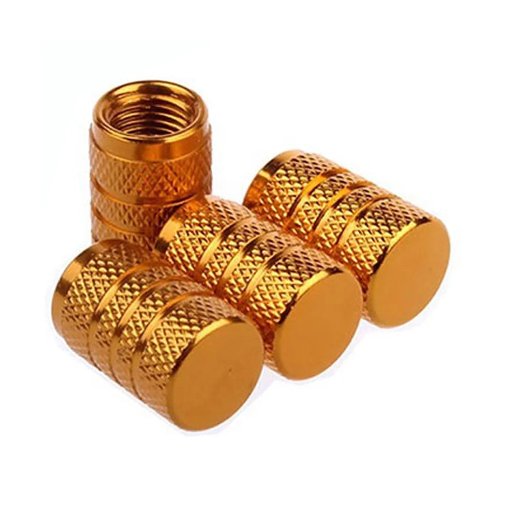 Kit com 4 Tampas de Válvula de Pneu DSYCAR em Alumínio – Estilo Knurling (Schrader US)