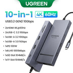UGREEN Hub USB-C Dual HDMI 10 em 1 – 8K / 4K, PD 100W, Ethernet Gigabit, SD/TF