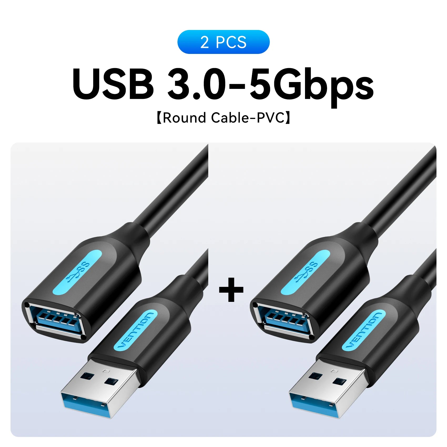 Vention Cabo USB de Extensão USB 3.0 / 2.0 – Macho para Fêmea (0,5 m a 5 m)