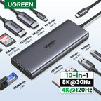 UGREEN Hub USB-C Dual HDMI 10 em 1 – 8K / 4K, PD 100W, Ethernet Gigabit, SD/TF