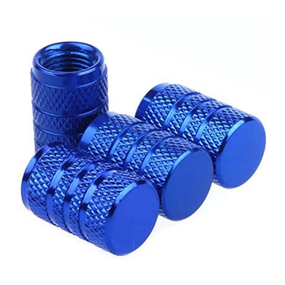 Kit com 4 Tampas de Válvula de Pneu DSYCAR em Alumínio – Estilo Knurling (Schrader US)