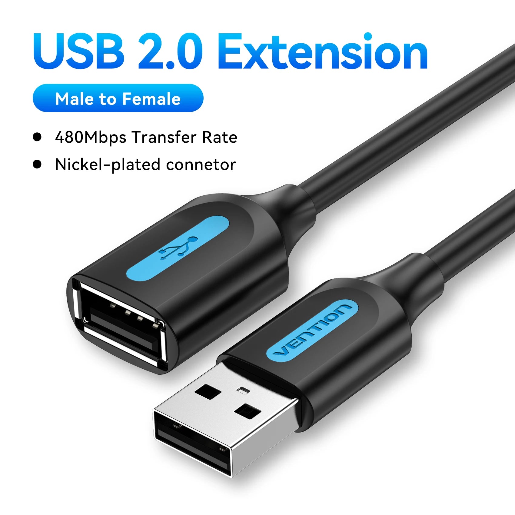 Vention Cabo USB de Extensão USB 3.0 / 2.0 – Macho para Fêmea (0,5 m a 5 m)