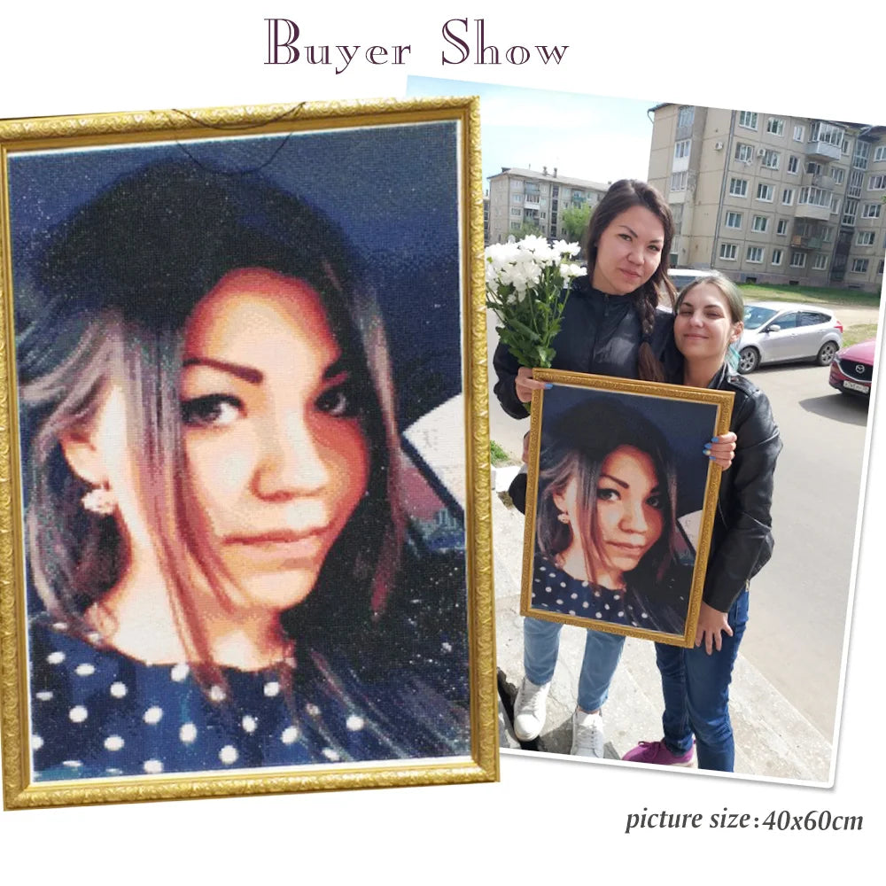 HUACAN Diamond Painting Personalizado – Mosaico de Diamantes Full Square/Round (Foto Sob Encomenda)