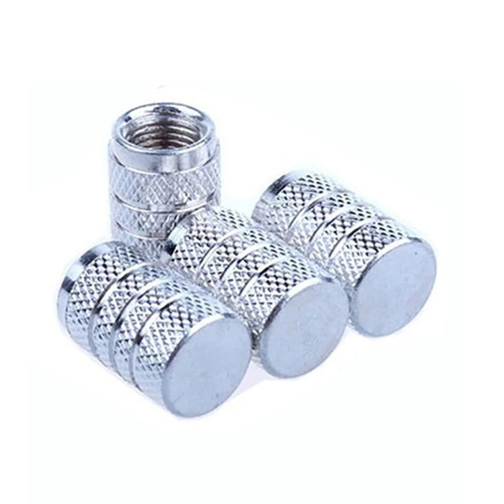 Kit com 4 Tampas de Válvula de Pneu DSYCAR em Alumínio – Estilo Knurling (Schrader US)