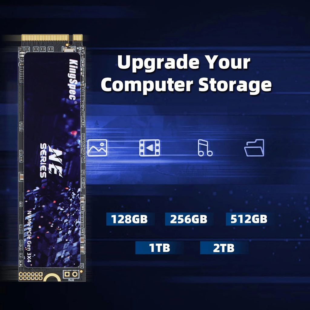KingSpec SSD M.2 NVMe PCIe 3.0 x4 – 128GB a 2TB (M.2 2280) para Notebook e Desktop